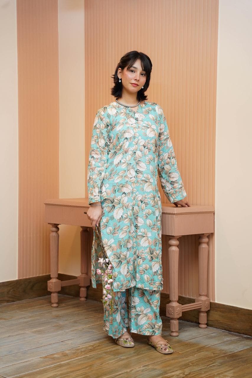 Aquamarine Oasis Leaf Co-ord Set